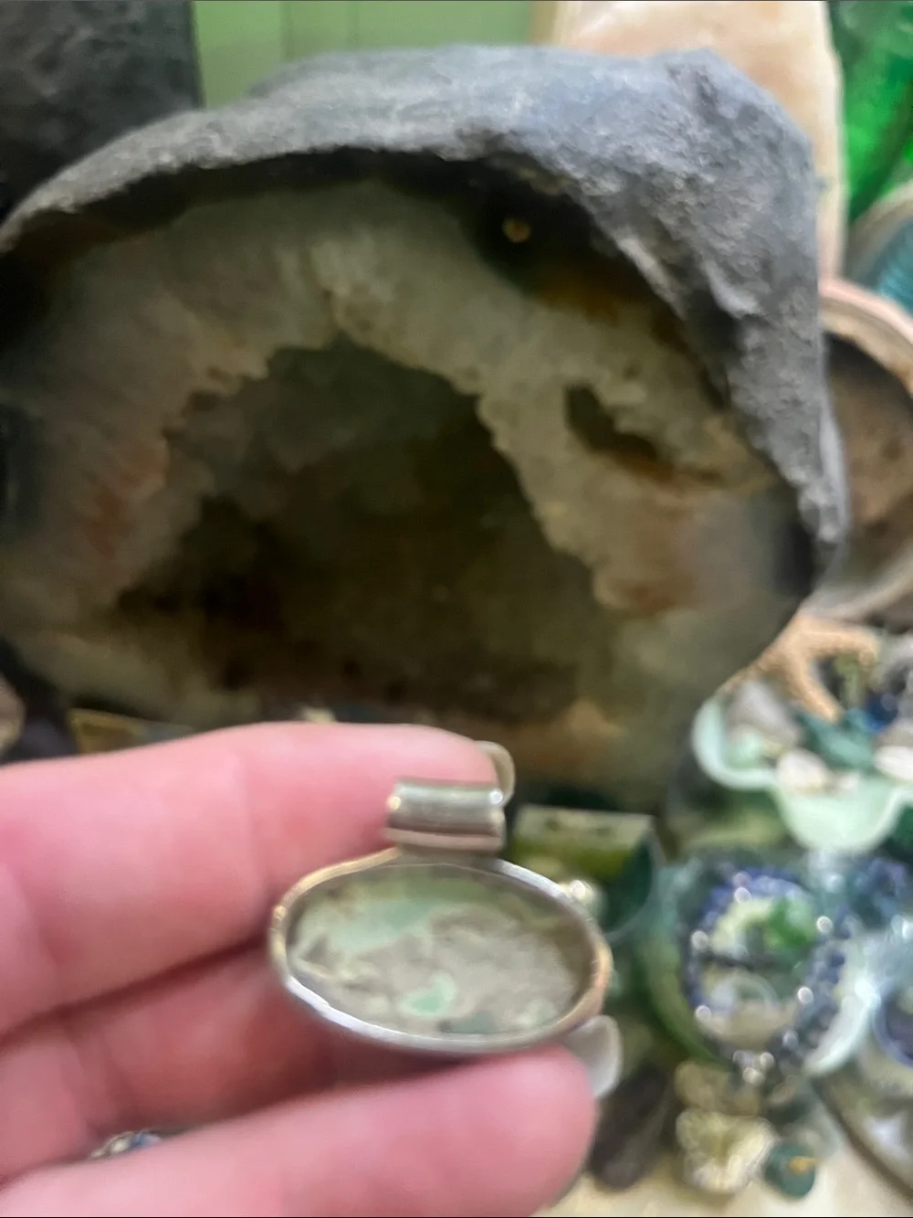 Natural Utah Mined Variscite with Peridot 925 Sterling Silver Pendant